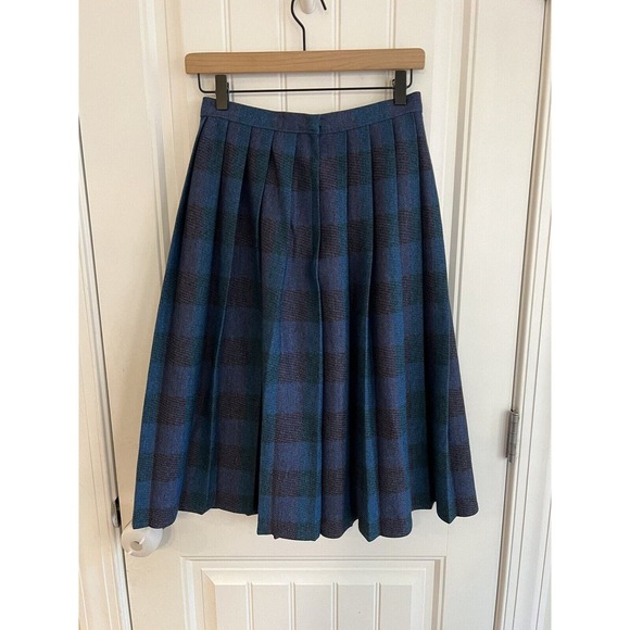 Vintage St Michael Pleated Skirt Size 12 US UK 40 Gray Plaid Academia Collegiate - Picture 2 of 4